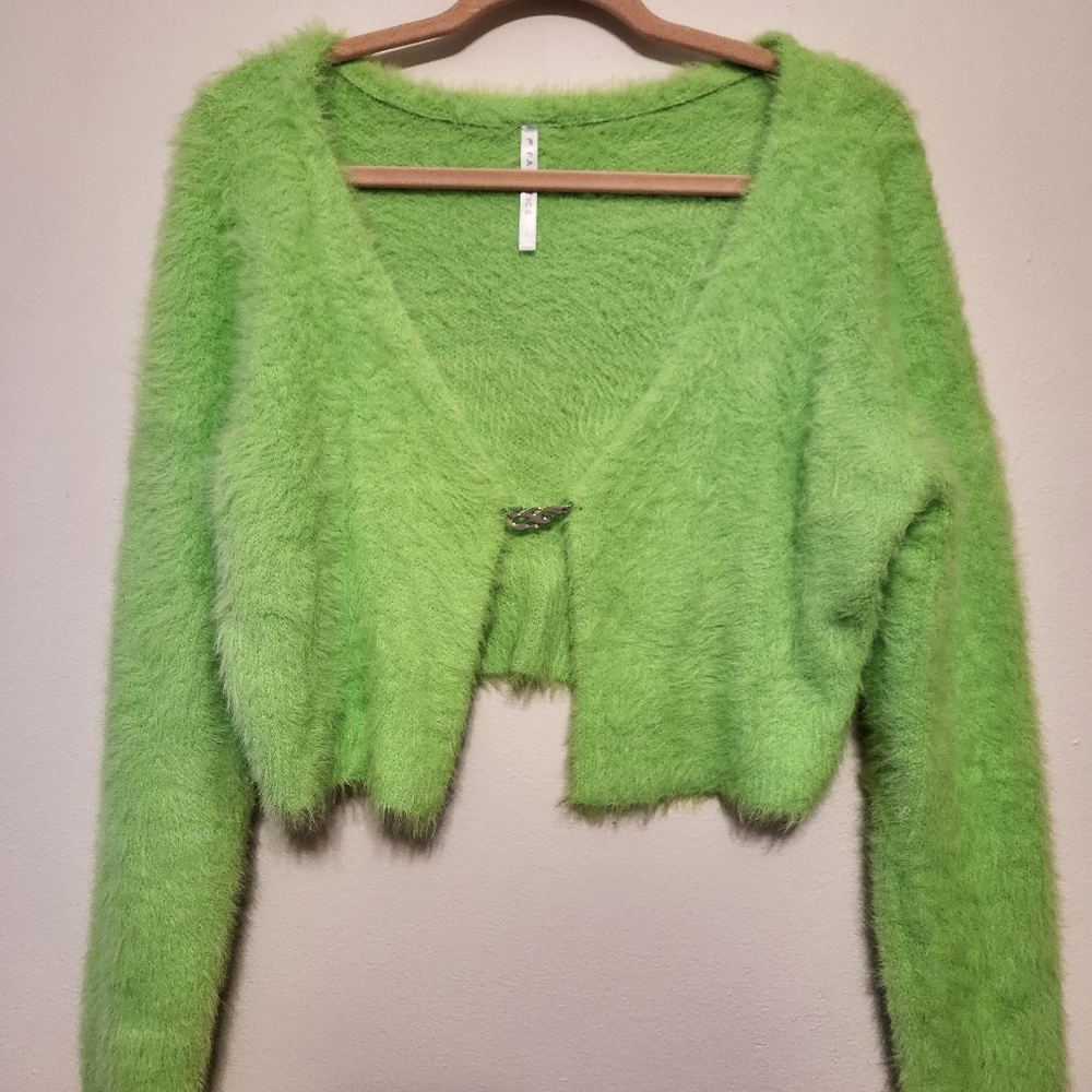 Fabletics Green Fuzzy Women's Sweater View 2